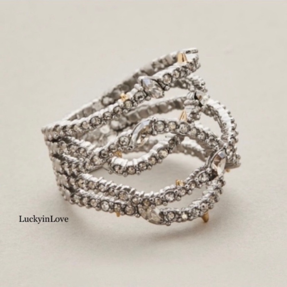 ALEXIS BITTAR • Silver Orbiting
Crystal Encrusted Thorny Lace Ring sz 7 - Picture 3 of 14